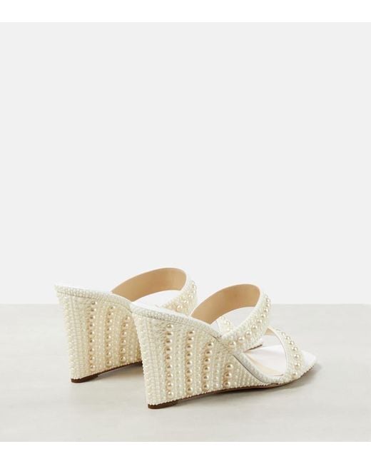 Jimmy Choo Natural Bridal Verzierte Wedge-Sandalen Sacoria 85