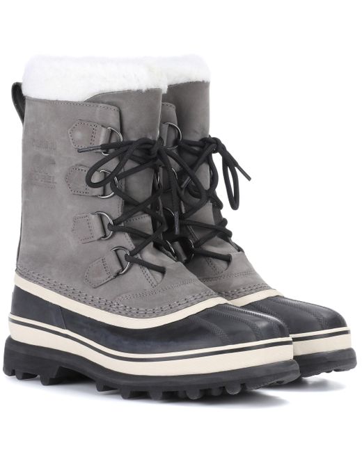 Sorel Gray Caribou® Leather And Rubber Boots