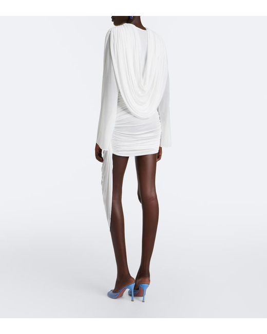 Christopher Esber White Ripple Draped Asymmetric Minidress