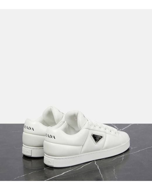 Prada White Triangle-Logo Padded Sneakers