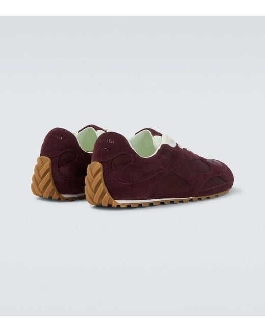 Bottega Veneta Red Orbit Flash Suede-Trimmed Sneakers for men