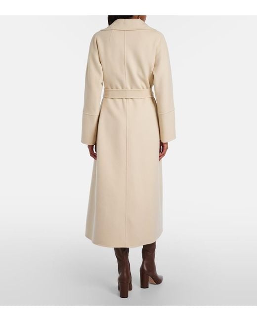 Max Mara Natural Elisa Virgin Wool Wrap Coat