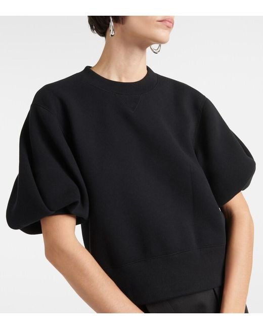 Sacai Black Cotton-Blend Jersey Sweatshirt