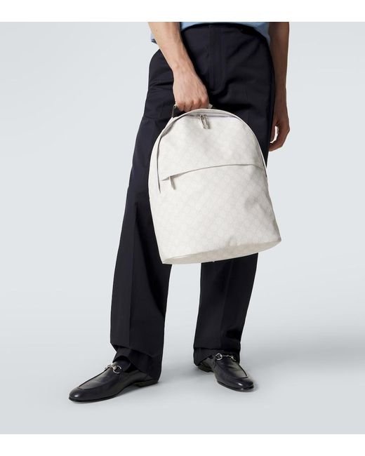 Gucci White Gg Canvas Medium Backpack for men