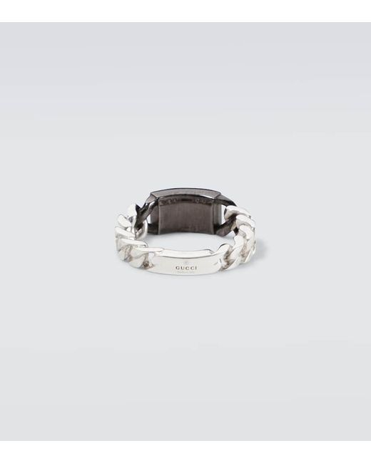 Gucci White Interlocking G Sterling Ring for men