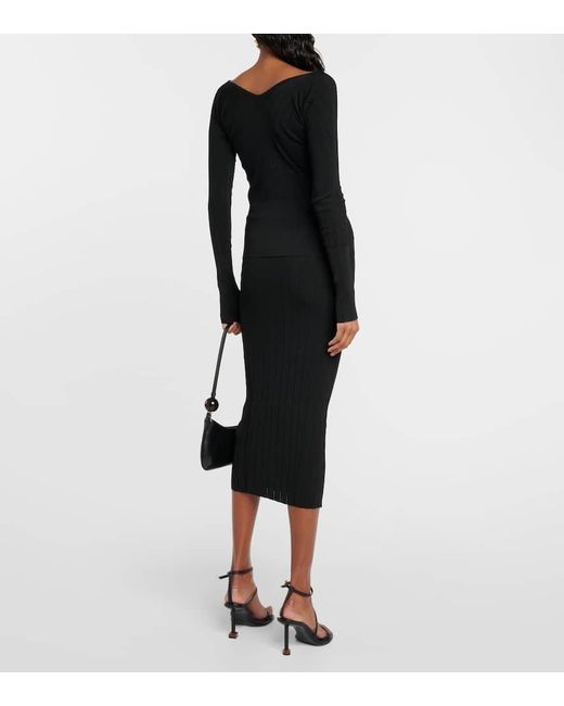 Jacquemus Black Le Haut Pralu Logo Ribbed-Knit Top