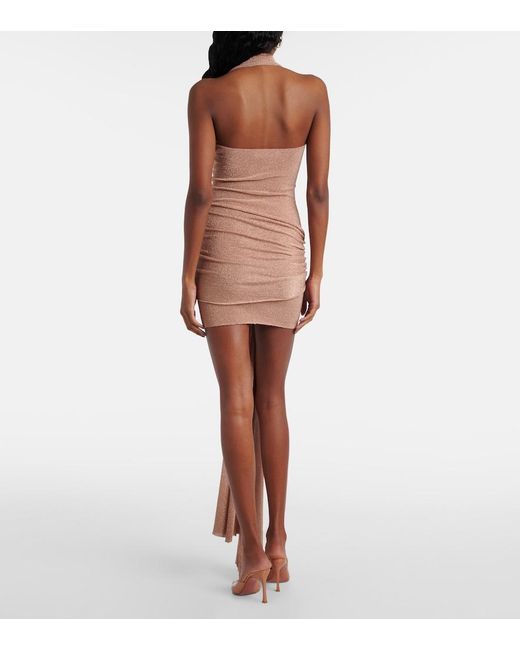 AYA MUSE White Draped Lame Minidress