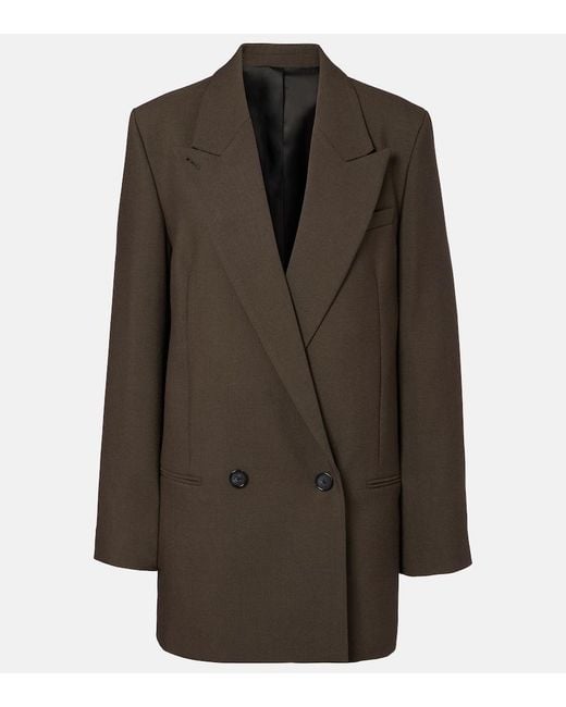 Totême Brown Double-Breasted Wool-Blend Blazer
