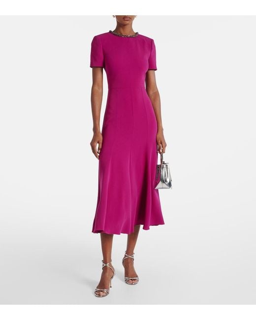 Roland Mouret Purple Cady Crystal Midi Dress