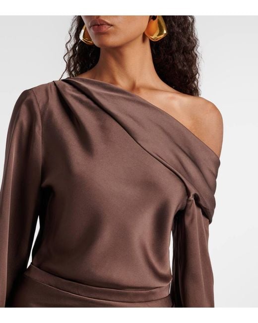 Jonathan Simkhai Brown Cameron Draped One-Shoulder Minidress