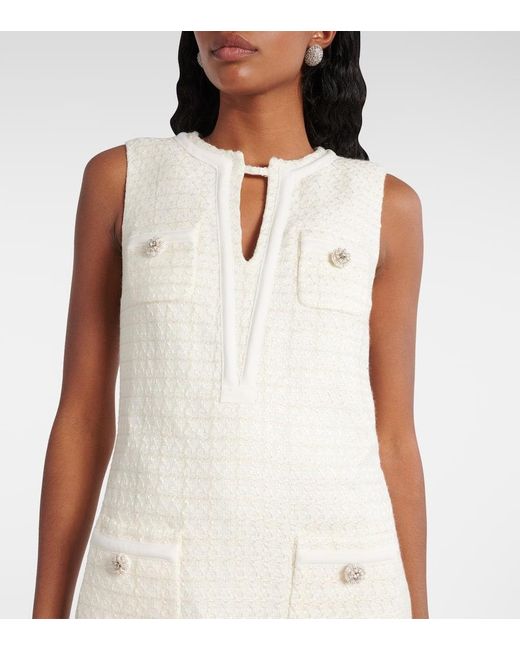 Self-Portrait Natural Bow-Detail Boucle Minidress