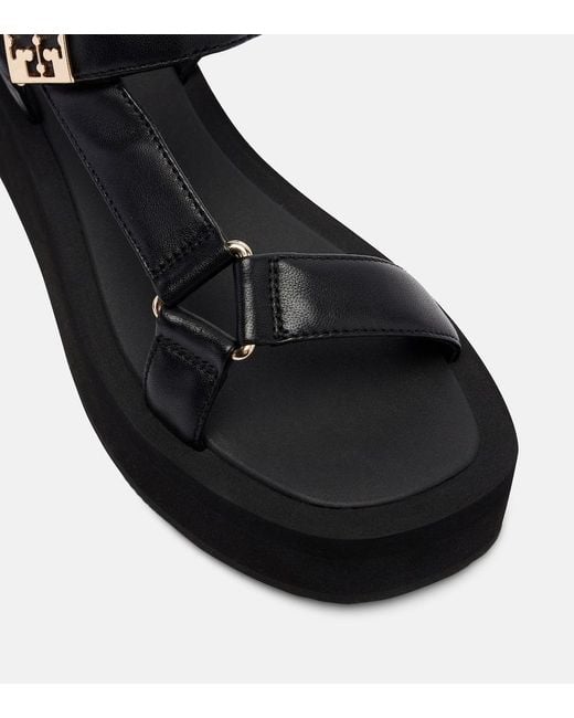 Tory Burch Black Plateausandalen Mellow Aus Leder