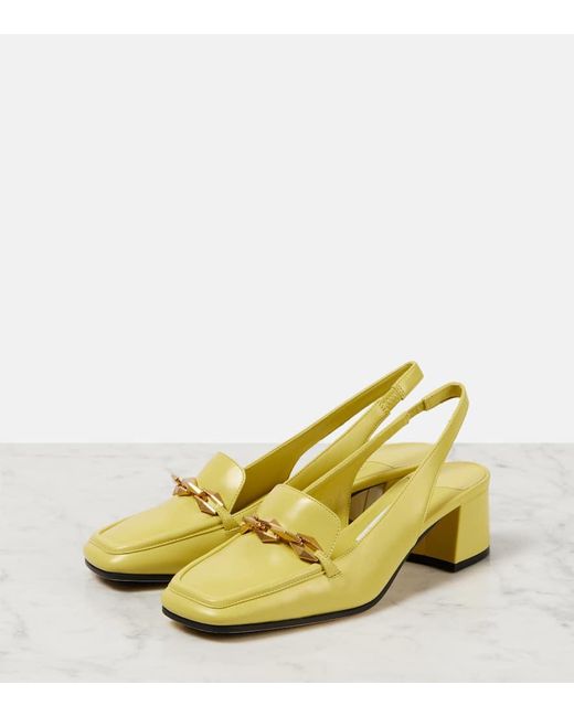 Jimmy Choo Yellow Diamond Tilda 45 Leather Slingback Pumps