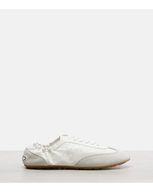 Saint Laurent White Lewis Suede-Trimmed Leather Sneakers