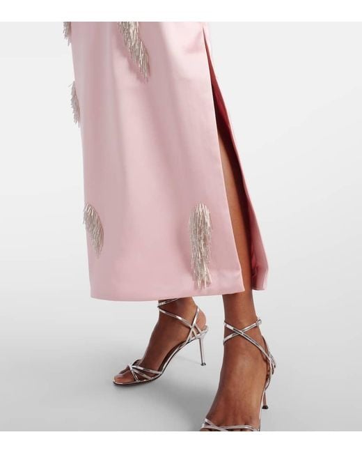 ALÉMAIS Pink Cindy Embellished Satin Slip Dress