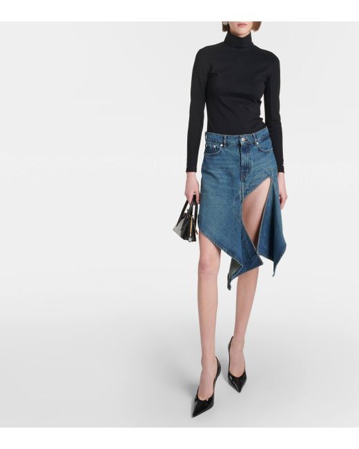 Y. Project Blue Evergreen Denim Miniskirt