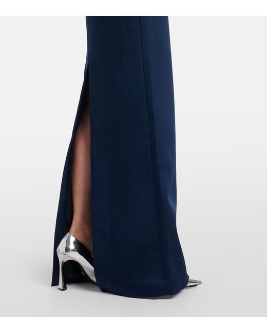 Rebecca Vallance Blue Lessa Embellished Satin Bustier Gown