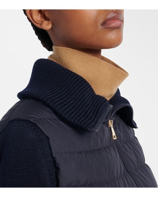 Moncler Blue Paneled Quilted Down Jacket