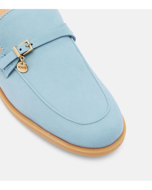 Tod's Blue Gommino Leather Mules