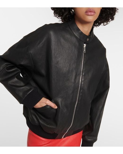 Stouls Black Pharrell Leather Bomber Jacket