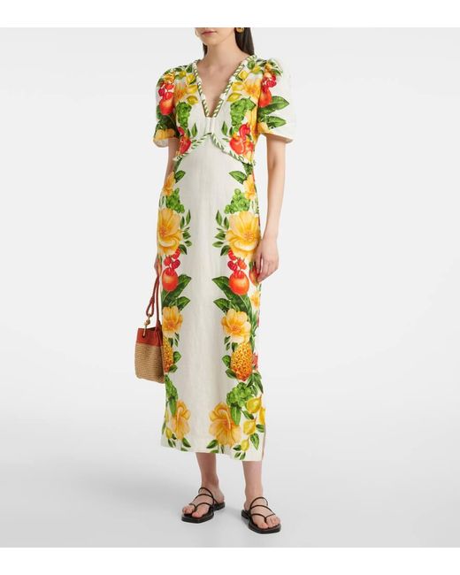 Farm Rio Metallic Maxikleid Aus Leinen