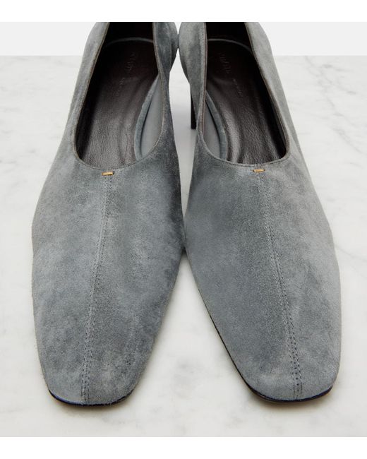 Khaite Gray Cecilia 50 Suede Pumps