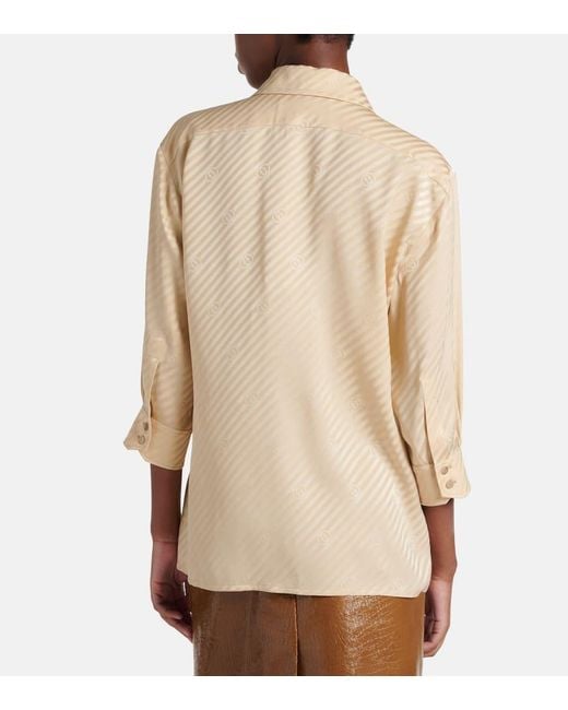 Gucci Natural Interlocking G Striped Silk Shirt