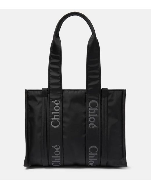 Chloé Black Woody Medium Tote Bag