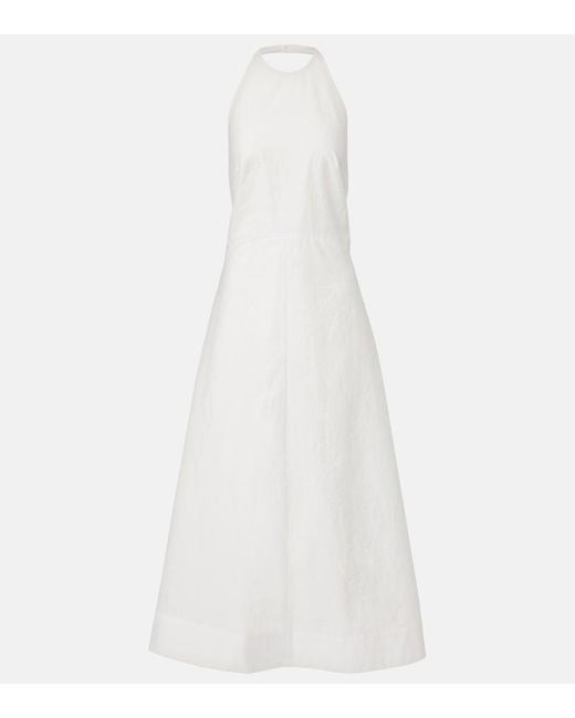 Rohe White Halterneck Cotton-Blend Poplin Midi Dress