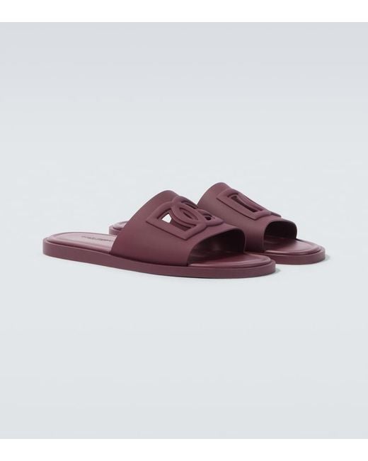 Dolce & Gabbana Purple Dg Rubber Slides for men