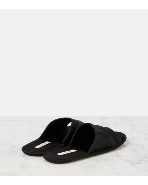 The Row Black Frances Jacquard Slippers
