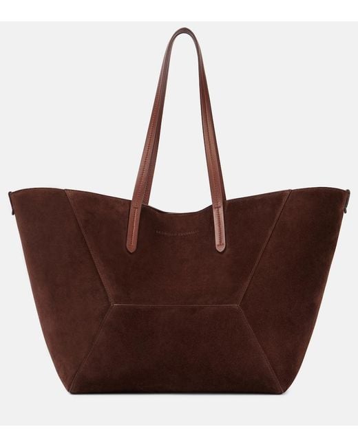 Brunello Cucinelli Brown Duo Large Suede Tote Bag