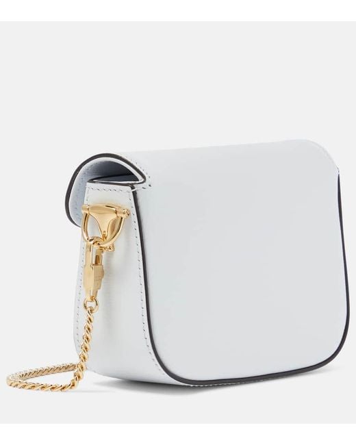 Gucci White Schultertasche Horsebit 1955 Micro Aus Leder