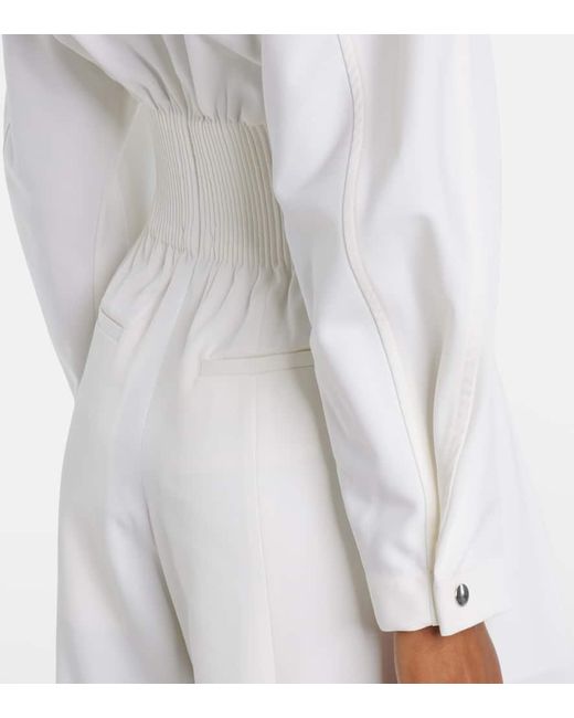 Victoria Beckham White Tab Detail Wool-Blend Jumpsuit