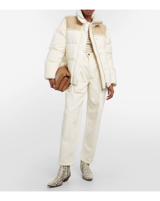 Moncler White Jotty Shearling-trimmed Down Jacket