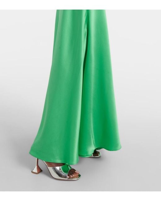 Rodarte Green Rose Halterneck Silk Gown
