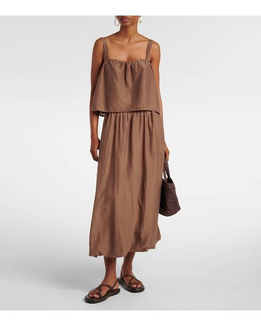 Velvet Brown Andrea Cotton And Silk Voile Top