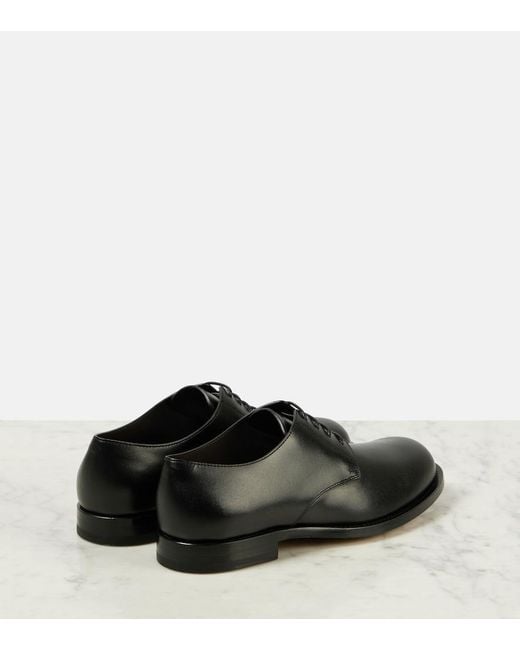 The Row Black Novus Leather Derby Shoes