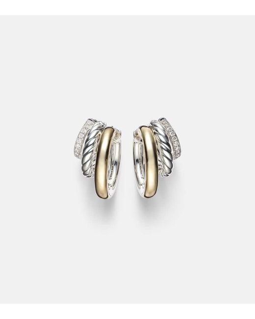 David Yurman White Ohrringe Dy Mercer Aus 18Kt Gelbgold Und Sterlingsilber Mit Diamanten