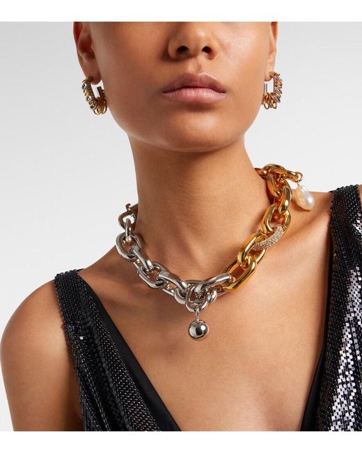Rabanne Metallic Punk Xl Link Small Embellished Earrings