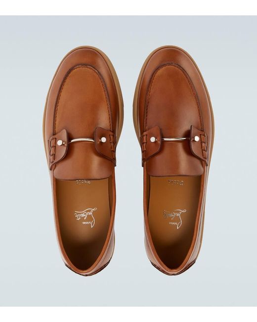 Christian Louboutin Brown Chambeliboat Leather Boat Shoes for men