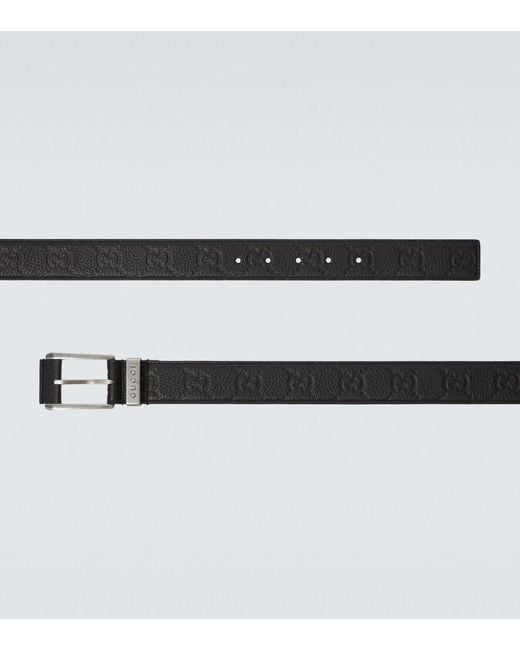 Gucci Black Gg Debossed Leather Belt for men