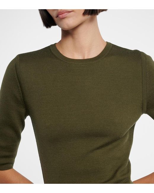 Gabriela Hearst Green Wool, Cashmere, And Silk Midi Dress