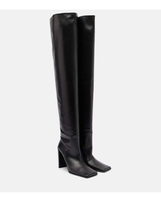 Alaïa Black Overknee-Stiefel Aus Leder