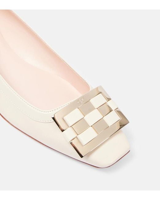 Roger Vivier Natural Trompette Ball Leather Ballet Flats