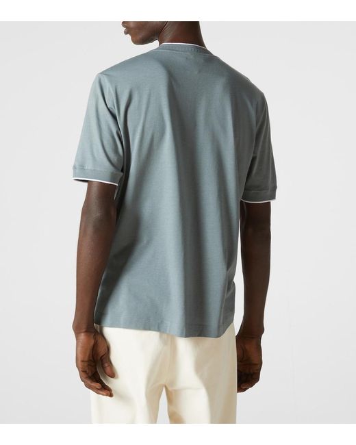 Canali Blue Cotton-Blend Jersey T-Shirt for men