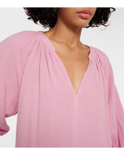 Velvet Pink Nica Cotton Gauze Minidress