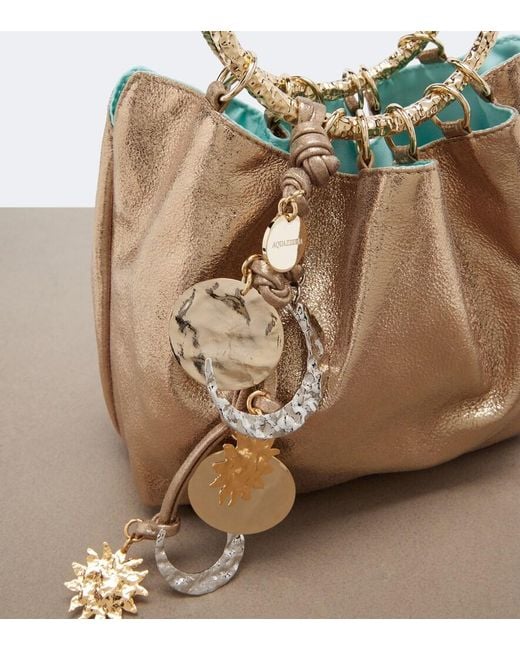 Aquazzura Natural Night Stars Metallic Leather Bucket Bag