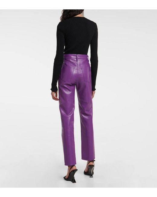 Agolde Purple 90s Pinch High-rise Faux Leather Pants