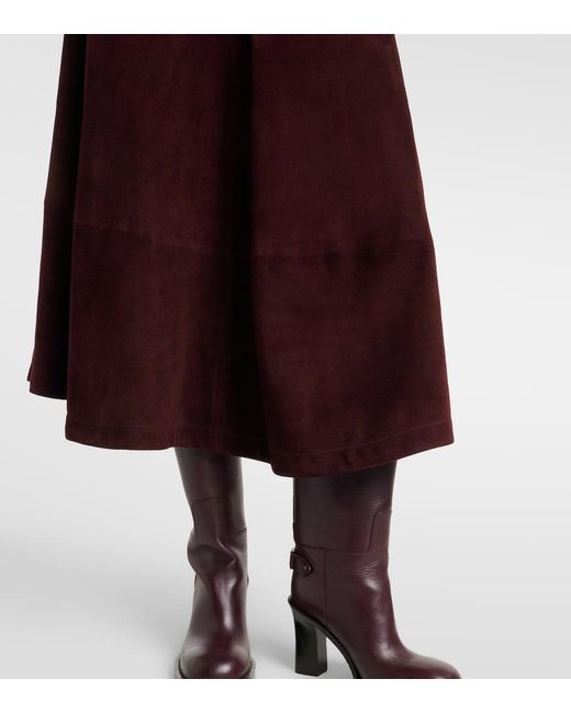Nour Hammour Purple Opera Leather Midi Skirt